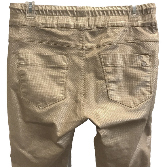 Bevy Flog Shely Drawstring Pull On Pants Gold Metallic Grid Pockets Size 29 - Picture 7 of 12